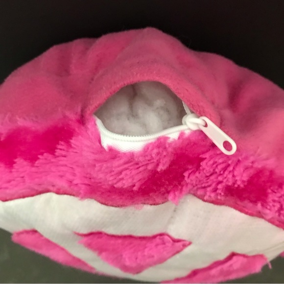 Pink fun fur PEACE sign Round Accent Pillow - Picture 4 of 4